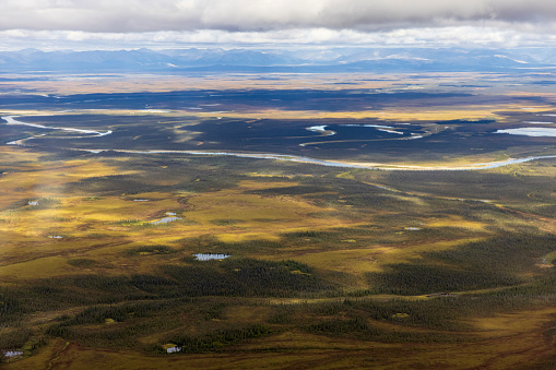 Beautiful landscape view of Kobuk Valley National Park in the arctic of Alaska.