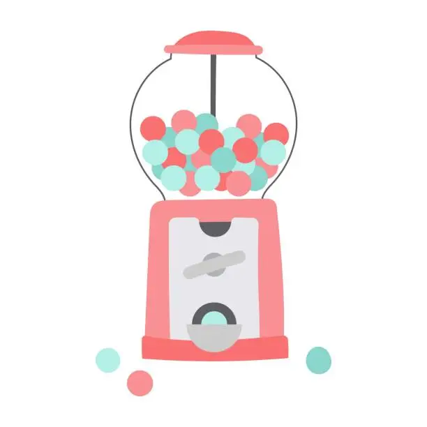 Vector illustration of Chewing gum ball machine. Cartoon vector illustration.