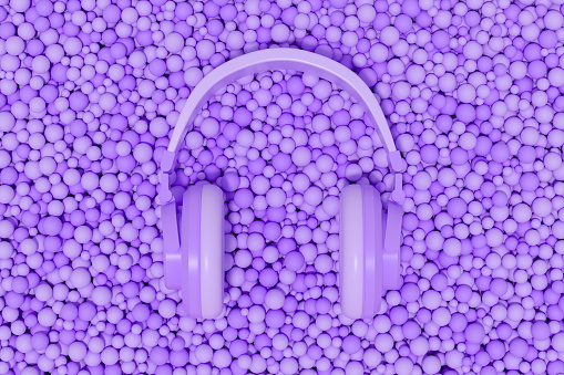 Headphones on balls, music concept