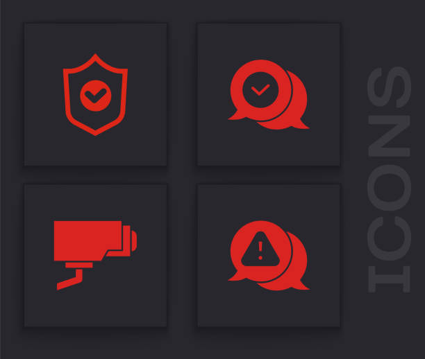40+ Video Surveillance Cctv Security Camera Icon In Red Triangle Stock ...