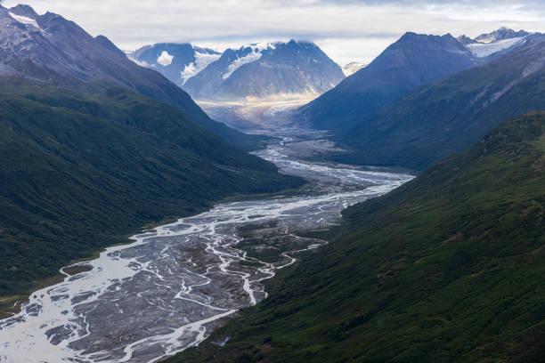 Beautiful landscape view of Lake Clark National Park near Port Alsworth in Alaska.