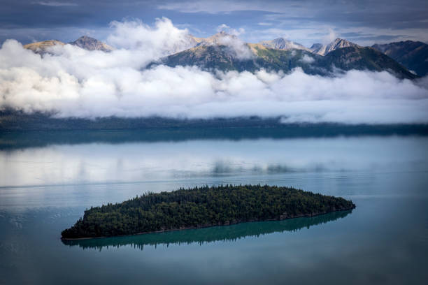 Beautiful landscape view of Lake Clark National Park near Port Alsworth in Alaska.