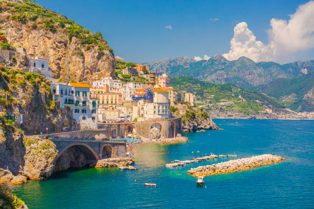 amalfi coast. italy. italian culture. tyrrhenian sea. summer - salerno imagens e fotografias de stock