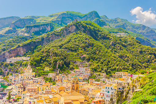 Panoramic view of Melfi, a medieval village in the Basilicata region.