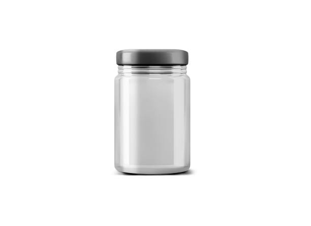 istock 3D rendering of an isolated long glass jar with a black lid on a white background 1486385341
