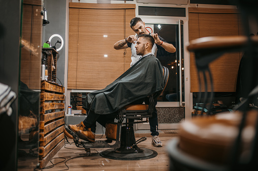 Male client in a barber shop