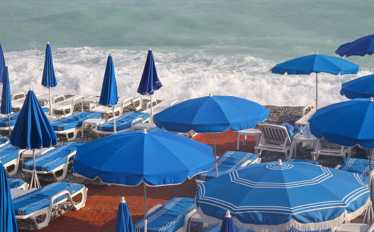 Beach on Promenade des Anglais at Nice, France