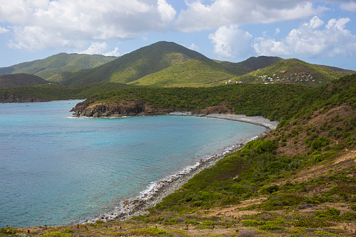 Beautiful landscape view of U.S. Virgin Islands National Park on the island of Saint John during the day.