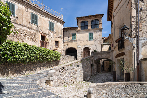Alley in a medieval hilltop town in the Province of Rieti.