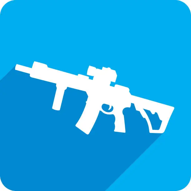 Vector illustration of Machine Gun Icon Silhouette