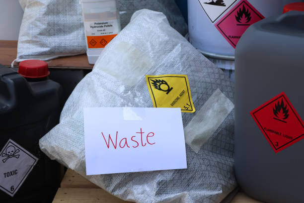 chemical contaminated waste storage area from industry or laboratory