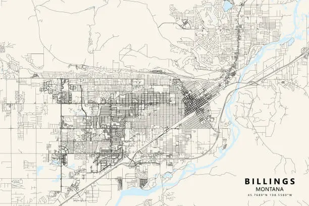 Vector illustration of Billings, Montana, USA Vector Map