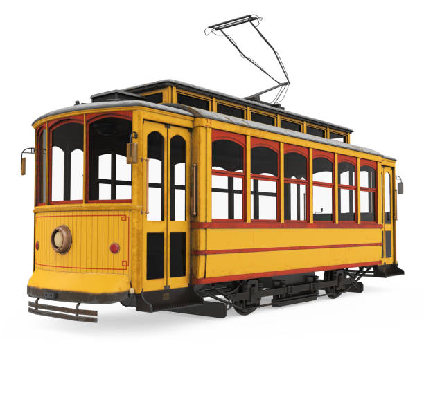 istock Vintage Yellow Tram Isolated 1486437922
