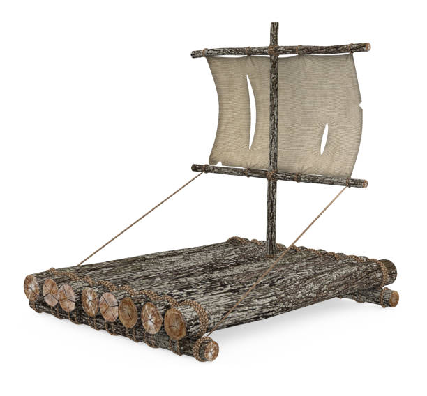 istock Wooden Raft Isolated 1486438284