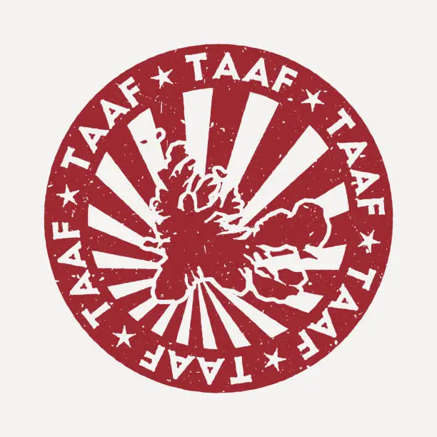 Vector illustration of TAAF stamp. Travel red rubber stamp with the map of country, vector illustration. Can be used as insignia, logotype, label, sticker or badge of the TAAF.