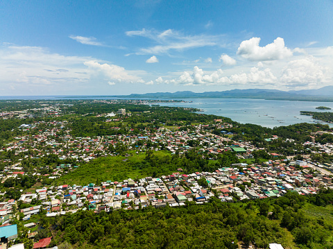 Aerial view of city of Puerto Princesa on the island of Palawan. Philippines.