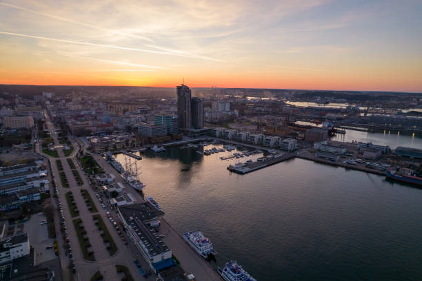 istock Sunset over Gdynia. Sea tower. 1486462528