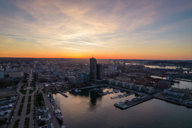 istock Sunset over Gdynia. Sea tower. 1486462538
