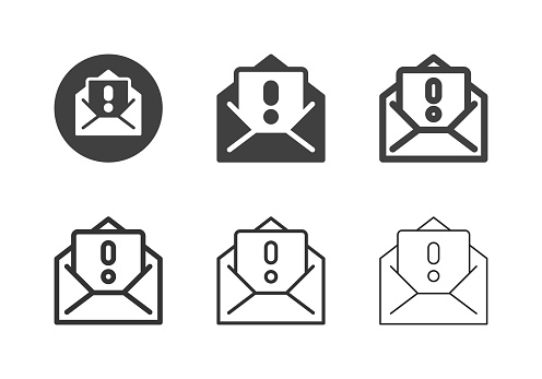 Warning Letter Icons Multi Series Vector EPS File.