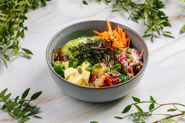 istock Portion of eel poke bowl with vegetables 1486470687