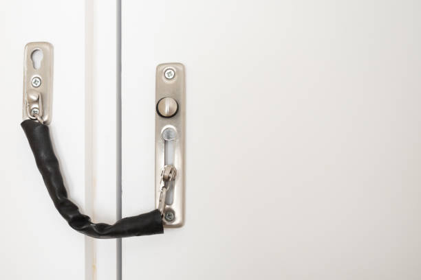 istock door latch, additional chain lock on the door 1486470907