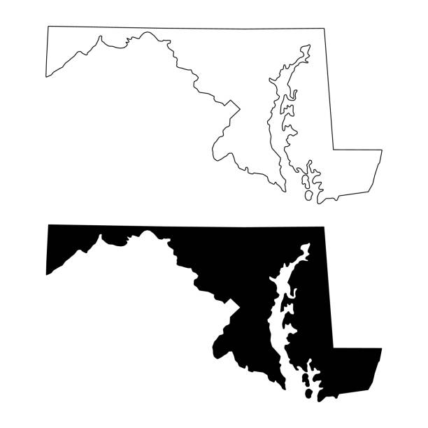 набор карт штата мэриленд, соединенные штаты америки. векторная иллюстрация плоской концептуальной иконки - maryland stock illustrations