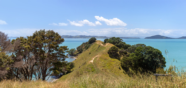 Duder Regional Park picturesque landscape panoramic view, Auckland, New Zealand