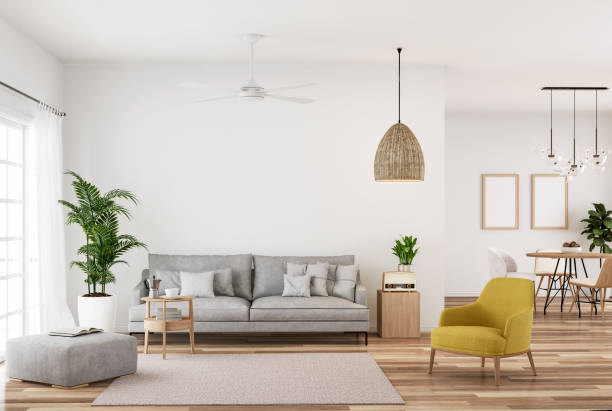 istock Modern style white living and dining room 3d render 1486495962