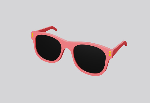 3D illustration pink fashion sunglasses and black lens optic isolated on white background. 3D rendering.