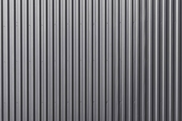 istock Striped wave Zine Aluminium steel metal sheet line industry wall texture pattern for tile background. 1486501303