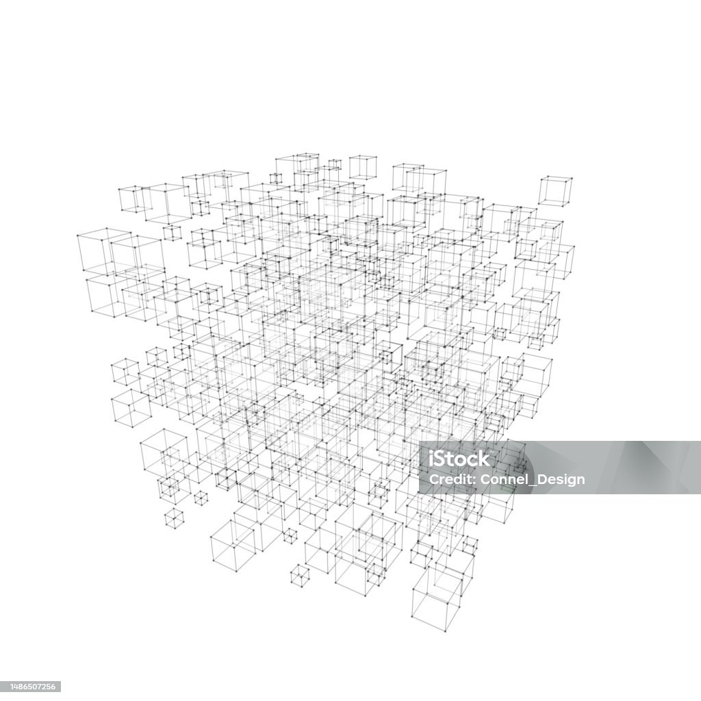 Random Cube Pattern Random Size Transparent Cube Outlines With Marked Corners In 3d Pattern ...