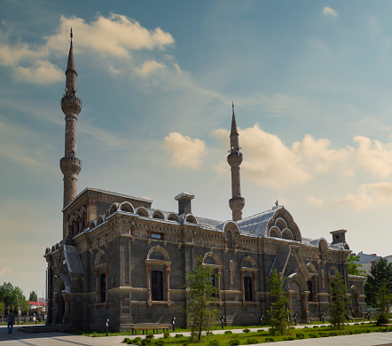 Kars city, Türkiye. 23 June 2021. Kars Fethiye mosque at midday. Summer season. Alexander Nevsky Church or Kazakh Church in history. Turkey's historical travel destinations