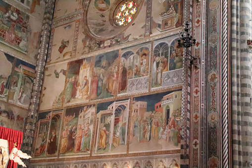 Freshly restored frescos in a church ceiling in Sankt Mariæ Kirke – The Church of Our Lady – is part of a former Carmelite Priory and the church is from 1430. Today it is a normal Danish church.