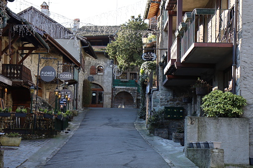 Typical street, village of Yvoire, department of Haute Savoie, France