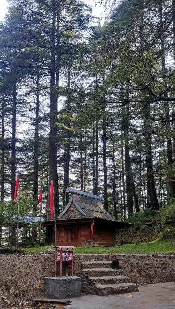 A temple in Cheog village showcasing the traditional Himachali style of architecture.