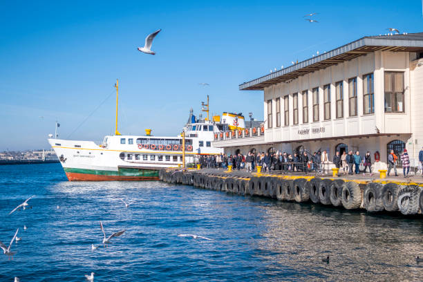 A nostalgic trip by ferry in Kadikoy Istanbul stock photo