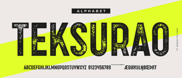 nagłówek alfabetu grunge - rubber stamp alphabet typescript grunge stock illustrations