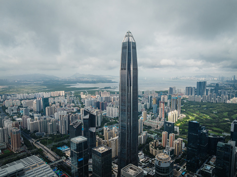 Aerial view of downtown landscape in Shenzhen city,China