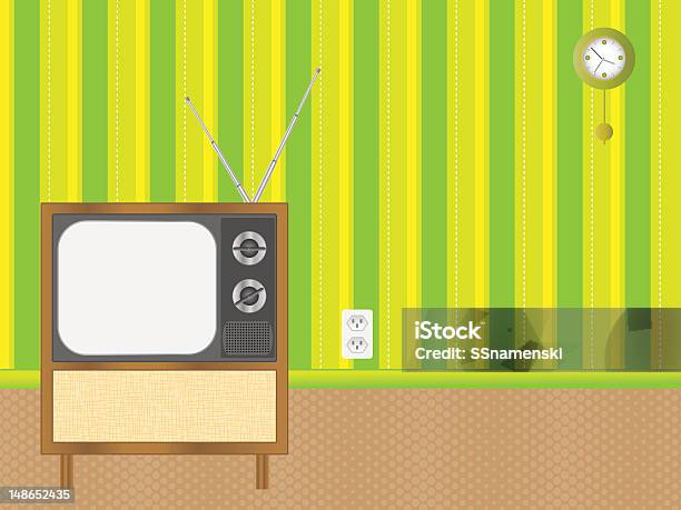 Tv Retrò - Immagini vettoriali stock e altre immagini di Camera - Camera, Carta da parati, Illustrazione