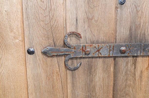 istock Rustic wooden background with metal detail 148652436