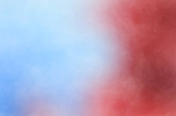 istock Bright red and blue abstract artsy watercolor background blurred light subtle grunge art wallpaper texture with cloud fog or smoke pattern and spring colors in marbled textured painted backdrop design 1486533624