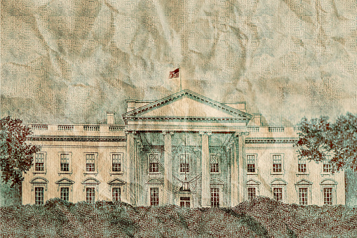 UNITED STATES - CIRCA 1967: stamp printed by United states, shows Flag over White House in Washington, circa 1967.