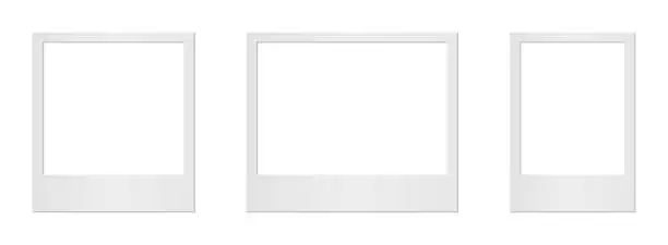 Vector illustration of Empty white photo frame. Set realistic photo card frame mockup - vector for stock