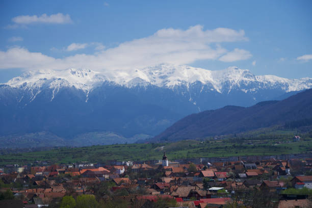 Zarnesti City, Brasov, Romania Viewpoint to Bucegi Mountains zarnesti stock pictures, royalty-free photos & images