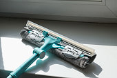 Window cleaner squeegee, microfiber squeegee and scrubber