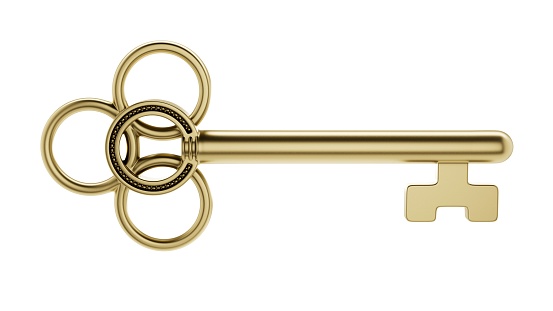 Vintage Metal Key, 3D Rendering