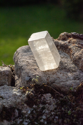 A large crystal of Iceland spar / calcite which historians think was used as a navigation tool by Viking sailors as a sunstone, to seek out the sun on overcast days