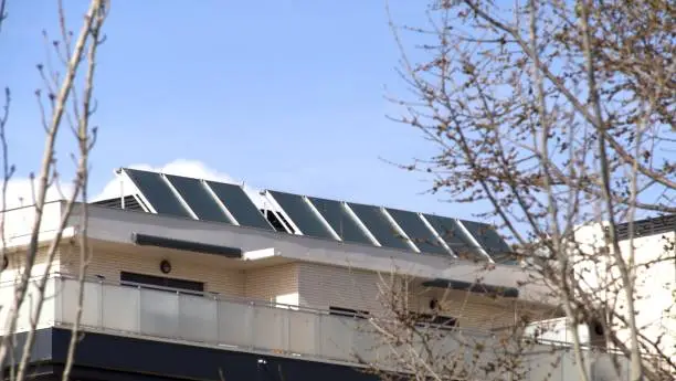 Solar panels on the roof of a building