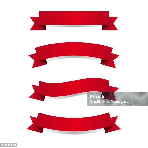 Red Ribbon Triangle Red Ribbons Stock Illustration - Download Image Now - Collection, Cut ...