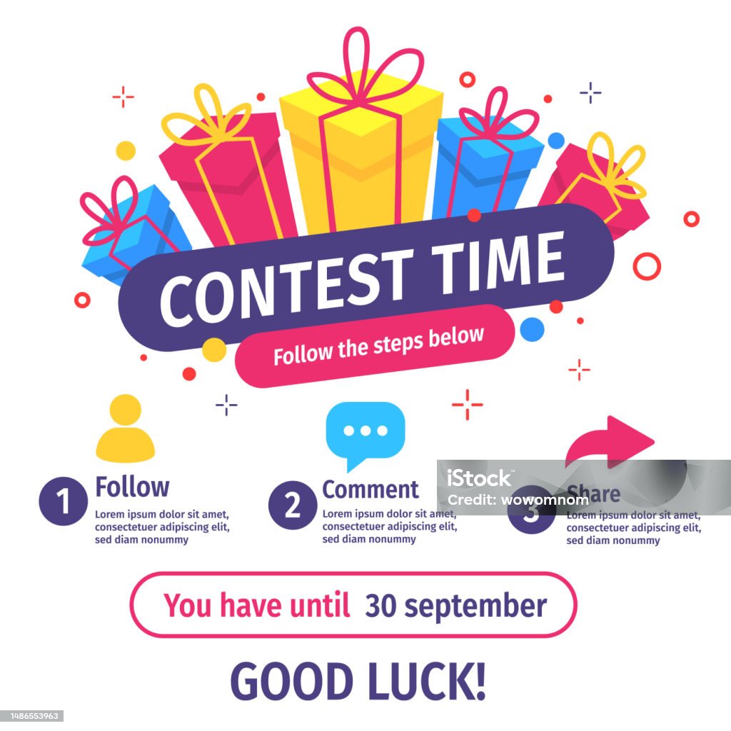 Quick Contest Vector Quiz Template With Illustration Of Gift Box On White Color ...